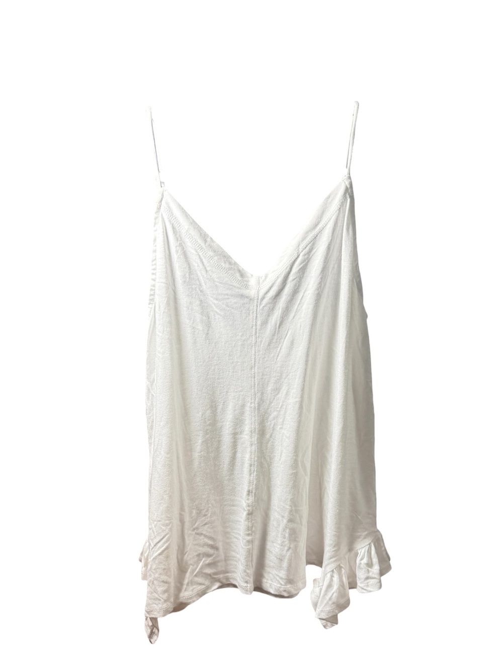 Culture Code White Ruffle Hem Cami Tank Top Adjustable Straps M L NWT